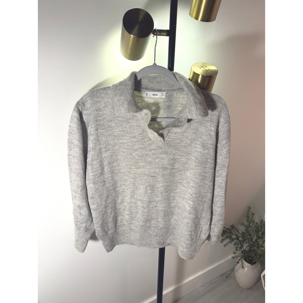 MNG knit pullover soft blend oatmeal heather gray lightweight med cool layering